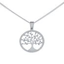 Silver Tree of Life Cubic Zirconia Pendant And Chain 18"