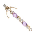 9ct Yellow Gold 0.15ct Diamond And Amethyst Bracelet 6.5"