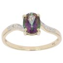 9ct Yellow Gold 0.02ct Diamond and Mystic Topaz Solitaire Ring