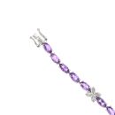 9ct White Gold 0.10ct Brilliant Cut Diamond And Amethyst Bracelet 7"