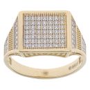 14ct Yellow Gold Cubic Zirconia Square Signet Ring