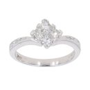 Platinum 0.65ct Princess And Baguette Cut Diamond Cluster Ring