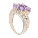 9ct Yellow Gold Cubic Zirconia And Amethyst Cluster Ring