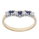 9ct Yellow Gold Blue Gemstone And Cubic Zirconia Wishbone Ring