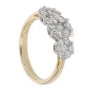 9ct Yellow Gold Triple Cluster 0.80ct Diamond Ring