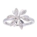 9ct White Gold Diamond Flower Ring