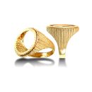 9ct Yellow Gold Ribbed Half Sovereign Ring Mount