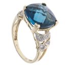 9ct Yellow Gold Blue Topaz And Cubic Zirconia Ring