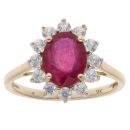 9ct Yellow Gold Ruby And Cubic Zirconia Cluster Ring