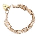 9ct Yellow Gold Heart Lock Gate Bracelet 6.5"