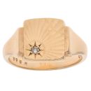 9ct Yellow Gold 0.05ct Diamond Signet Ring