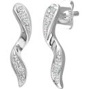 9ct White Gold Diamond Twist Drop Earrings