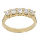 18ct Yellow Gold 0.80ct Brilliant Cut Diamond Five Stone Ring