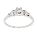 14ct White Gold 0.50ct Princess And Baguette Cut Diamond Solitaire Ring