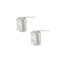 Sterling Silver Rectangular Halo Cubic Zirconia Stud Earrings
