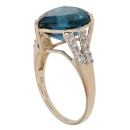 9ct Yellow Gold 0.30ct Diamond And Blue Topaz Ring
