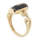 14ct Yellow Gold Monaco Cavo Plain Black Pave Link Ring