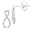 9ct White Gold Diamond Infinity Stud Earrings