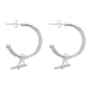 Silver T-Bar Drop Hoop Earrings By Icesia