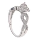 Silver Cubic Zirconia Heart Crossover Ring