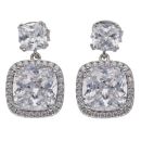 Silver Cubic Zirconia Cluster Drop Stud Earrings by Icesia