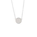 Sterling Silver Round Pavé Cubic Zirconia Disc Necklace