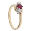 18ct Yellow Gold 0.02ct Diamond And Ruby Three Stone Ring