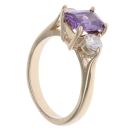 9ct Yellow Gold Amethyst And Cubic Zirconia Ring