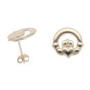 9ct Yellow Gold Claddagh Stud Earrings