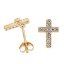 Gold Plated Silver Cubic Zirconia Cross Stud Earrings