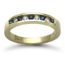 9 Carat Yellow Gold 50pts Diamond & Sapphire Half Eternity Ring