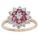 9ct Yellow Gold Ruby and Cubic Zirconia Cluster Ring