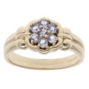 9ct Yellow Gold Floral Tanzanite Cluster Ring