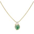 18ct Yellow Gold Jade and 0.10ct Diamond Pendant and Chain 18"