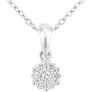 9ct White Gold Diamond Cluster Pendant Necklace