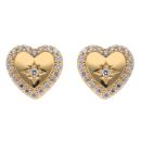 Gold Plated Silver Cubic Zirconia Heart Stud Earrings