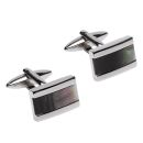 Black Mother Of Pearl Inlay Stainless Steel Cufflinks
