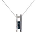 18ct White Gold 0.15ct Diamond And Sapphire Pendant And Chain 18"