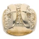9ct Yellow Gold Patterned Double Buckle Ring