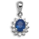 18 Carat White Gold Diamond-9pt Sapphire-52pt Pendant
