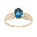 9ct Yellow Gold Blue Topaz Single Stone Ring