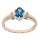 9ct Yellow Gold 0.05ct Diamond And Sapphire Dress Ring
