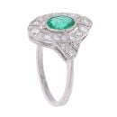 Platinum Emerald and 0.50ct Diamond Ring