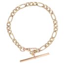 9ct Rose Gold Figaro T-Bar Bracelet 7"