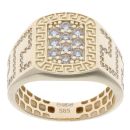 14ct Yellow Gold Cubic Zirconia Greek Key Signet Ring