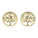 Gold Plated Silver Tree Of Life Stud Earrings