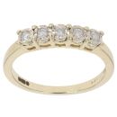 9ct Yellow Gold 0.15ct Diamond Five Stone Diamond Ring