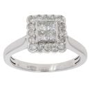 9ct White Gold 0.55ct Diamond Cluster Ring
