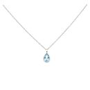 925 Sterling Silver Blue Topaz Teardrop Pendant And Chain 18"