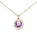 9ct Yellow Gold Amethyst Pendant And Chain 18"